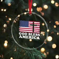 God Bless America Crystal Glass Ornament Cross USA Flag Patriotic 4th of July Christian TS10