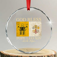 God Bless Pope Leo XIV Crystal Glass Ornament 267th Pope Vatican Flag TS02