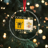 God Bless Pope Leo XIV Crystal Glass Ornament 267th Pope Vatican Flag - Wonder Print Shop