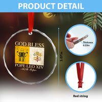 God Bless Pope Leo XIV Crystal Glass Ornament 267th Pope Vatican Flag TS02
