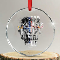 God Bless Pope Leo XIV Crystal Glass Ornament Lion American Flag TS11