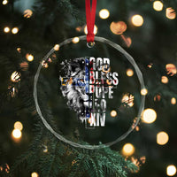 God Bless Pope Leo XIV Crystal Glass Ornament Lion American Flag TS11