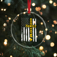 God Family Iowa Crystal Glass Ornament IA State Game Day Christian American Flag