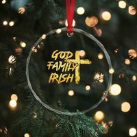 God Family Irish Crystal Glass Ornament Christian Faith Cross Notre Dame Game Day TS10