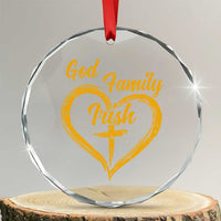 God Family Irish Crystal Glass Ornament Vintage Cross In Heart Christian Notre Dame Game Day TS10