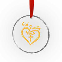 God Family Irish Crystal Glass Ornament Vintage Cross In Heart Christian Notre Dame Game Day TS10