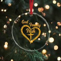 God Family Irish Crystal Glass Ornament Vintage Cross In Heart Christian Notre Dame Game Day TS10
