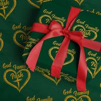 God Family Irish Wrapping Paper Roll Vintage Cross In Heart Christian Notre Dame Game Day - Wonder Print Shop