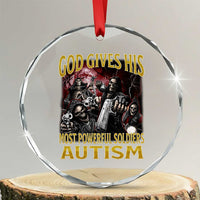 God Gives His Most Powerful Soldiers Autism Crystal Glass Ornament Funny Hard Skeleton Meme