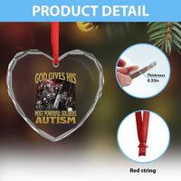 God Gives His Most Powerful Soldiers Autism Heart Crystal Glass Ornament Funny Hard Skeleton Meme