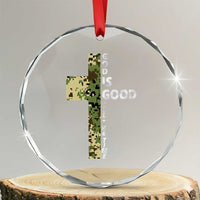 God Is Good Crystal Glass Ornament Camo Cross Religious Jesus Faith Bible Verse Inspirational