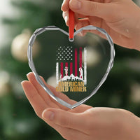 Gold Miner Patriotic American Flag Heart Crystal Glass Ornament - Wonder Print Shop