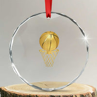 Golden Basketball Hoop Crystal Glass Ornament Trophy Game Player Coach Sports Lover TS02