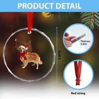 Golden Retriever Xmas Crystal Glass Ornament Gift for Dog Lover Happy New Year Xmas Lights TS10