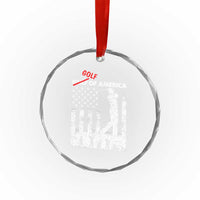Golf Of America Patriotic USA Flag Crystal Glass Ornament Funny Golfing Pun American Sports Gift for Patriotic Golfers n Dads