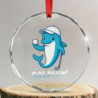 Golphin Dolphin Pun Crystal Glass Ornament Funny Golf Gift TS12