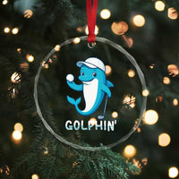 Golphin Dolphin Pun Crystal Glass Ornament Funny Golf Gift TS12