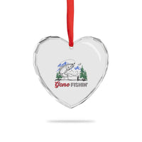 Gone Fishing Heart Crystal Glass Ornament Trout Fishing Lover Montane Forest - Wonder Print Shop