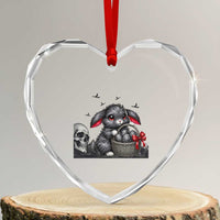 Gothic Easter Bunny Heart Crystal Glass Ornament Dark Aesthetic Rabbit Gift