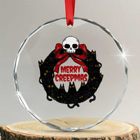 Gothic Xmas Crystal Glass Ornament Merry Creepmas Cat Wreath TS09