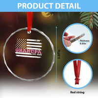 Grandpa Of Girl Est. 2025 Crystal Glass Ornament Fathers Day USA Flag - Wonder Print Shop
