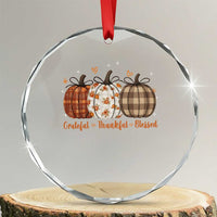 Grateful Thankful Blessed Pumpkin Crystal Glass Ornament Hello Thanksgiving Cozy Fall Autumn Rustic TS10