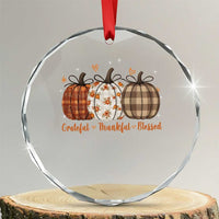 Grateful Thankful Blessed Pumpkin Crystal Glass Ornament Hello Thanksgiving Cozy Fall Autumn Rustic - Wonder Print Shop