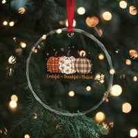 Grateful Thankful Blessed Pumpkin Crystal Glass Ornament Hello Thanksgiving Cozy Fall Autumn Rustic TS10