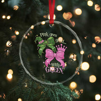 Green and Pink Coquette Bow Crystal Glass Ornament Pink Goes Good With Green TS02
