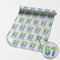 Green Fire Flame Six Seven Wrapping Paper Roll Trendy Meme Gift