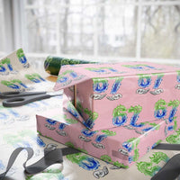 Green Fire Flame Six Seven Wrapping Paper Roll Trendy Meme Gift