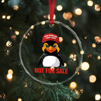 Greenland Is Not for Sale Crystal Glass Ornament Funny Nihilist Penguin FDT Political Meme