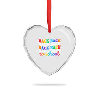 Groovy Back To School Heart Crystal Glass Ornament First Day of School Colorful Teacher Student Kids