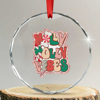 Groovy Christmas Crystal Glass Ornament Holly Jolly Vibes TS02