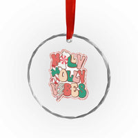 Groovy Christmas Crystal Glass Ornament Holly Jolly Vibes TS02