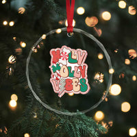 Groovy Christmas Crystal Glass Ornament Holly Jolly Vibes TS02