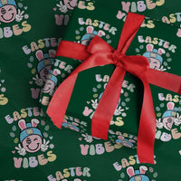 Groovy Easter Vibes Wrapping Paper Roll Retro Bunny Smile Eggs - Wonder Print Shop