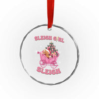 Groovy Gingerbread Sleigh Girl Sleigh Pink Xmas Crystal Glass Ornament TS09