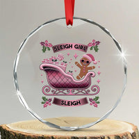 Groovy Pink Xmas Gingerbrad Crystal Glass Ornament Sleigh Girl Sleigh Festive Xmas Holiday Girls TS02
