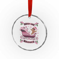 Groovy Pink Xmas Gingerbrad Crystal Glass Ornament Sleigh Girl Sleigh Festive Xmas Holiday Girls TS02