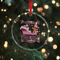 Groovy Pink Xmas Gingerbrad Crystal Glass Ornament Sleigh Girl Sleigh Festive Xmas Holiday Girls TS02