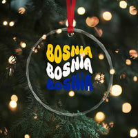 Groovy Retro Bosnia Crystal Glass Ornament Proud Bosnian Balkan Heritage Gift