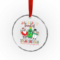 Groovy Xmas Teacher Crystal Glass Ornament Jolliest Bunch Of Teachers This Side Of The Playground TS09