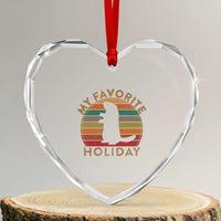 Groundhog Day Heart Crystal Glass Ornament My Favorite Holiday Ground Hog Shadow Retro Sunset - Wonder Print Shop