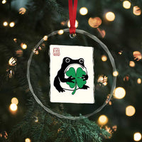 Grumpy Frog Japanese Crystal Glass Ornament St Patricks Day Gift