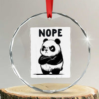 Grumpy Panda Says Nope Crystal Glass Ornament Japanese Aesthetic Panda Bear Graphic