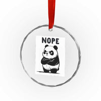 Grumpy Panda Says Nope Crystal Glass Ornament Japanese Aesthetic Panda Bear Graphic