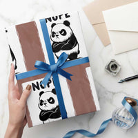 Grumpy Panda Says Nope Wrapping Paper Roll Japanese Aesthetic Panda Bear Graphic