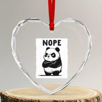 Grumpy Panda Says Nope Heart Crystal Glass Ornament Japanese Aesthetic Panda Bear Graphic