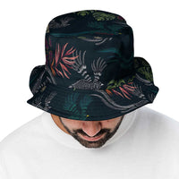 Guatemala Quetzal Bird Pattern Bucket Hat Embroidery Effect